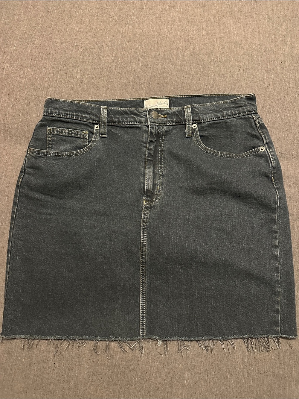 Universal Thread Black Denim Mini Skirt with Frayed Hem